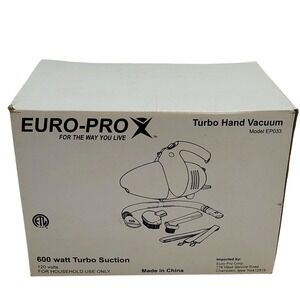 Euro-Pro Turbo Hand Vacuum EP033 600 Watt Corded Handheld Cleaner w/ Attachments